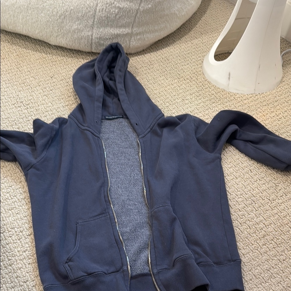 brandy melville Navy Blue Zip-Up Hoodie